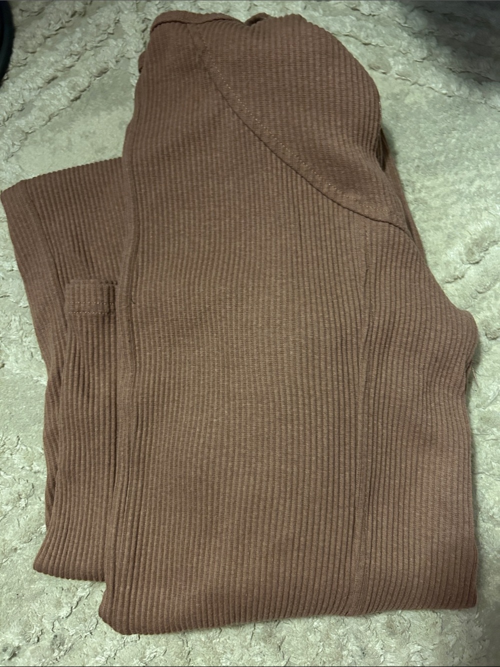 Long Sleeve Ribbed Knit Dress - Brown Mauve Color from Snoga size M